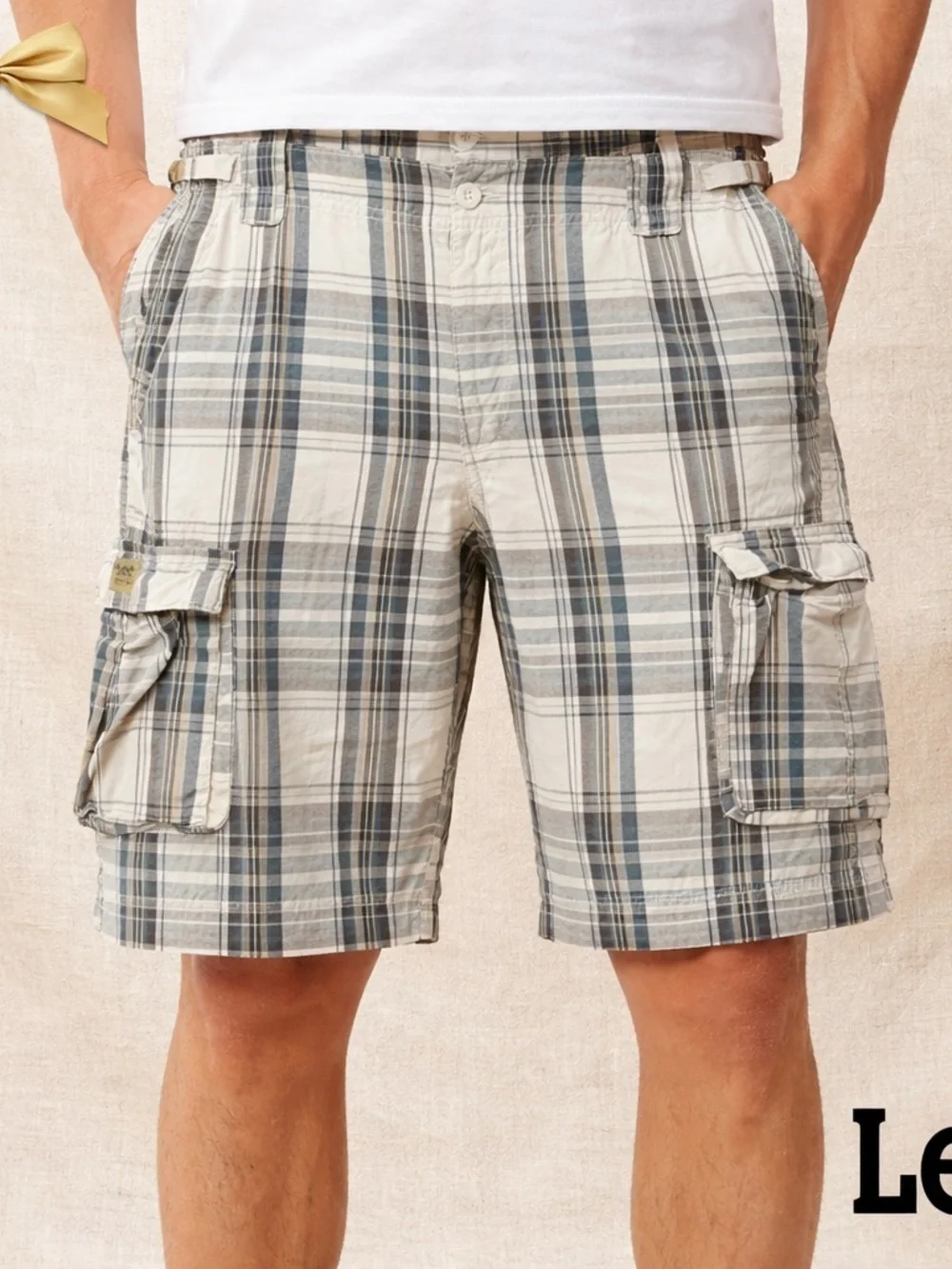 Lee Dungarees Cargo Shorts Plaid Cotton Size 36